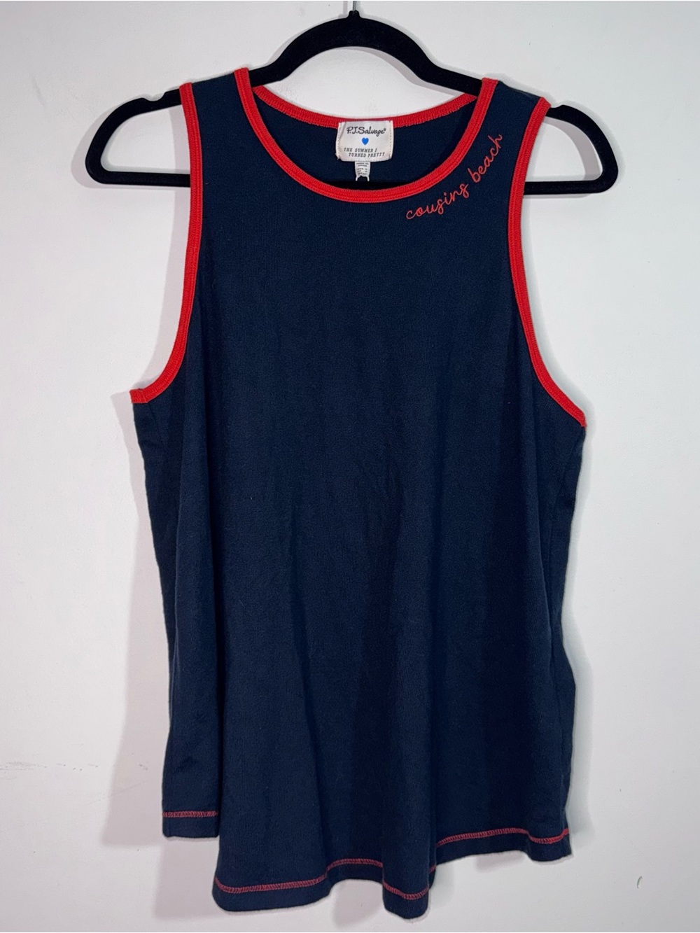 P.J. Salvage The Summer I Turned Pretty Cousins Beach Tank Top Navy Red L NWT